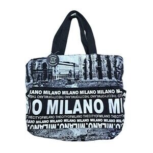 Robin Ruth Milano Italy City Skyline Tote Shoulder Bag Black White